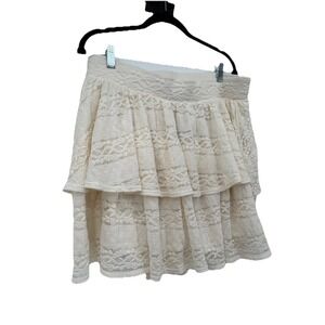 Torrid Plus 1 1X NWT Mini Ruffle Lace Skirt Ivory Tiered Cottagecore Boho Angel